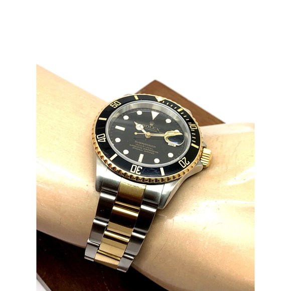Rolex Men's Watch 16613 Submariner Automatic Black Dial Two Tone 18k Gold Steel - Picture 5 of 15